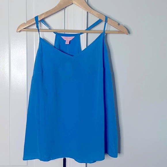 Lilly Pulitzer-Dusk silk tank top-Ariel Blue-Size Medium-NWT - Picture 7 of 13
